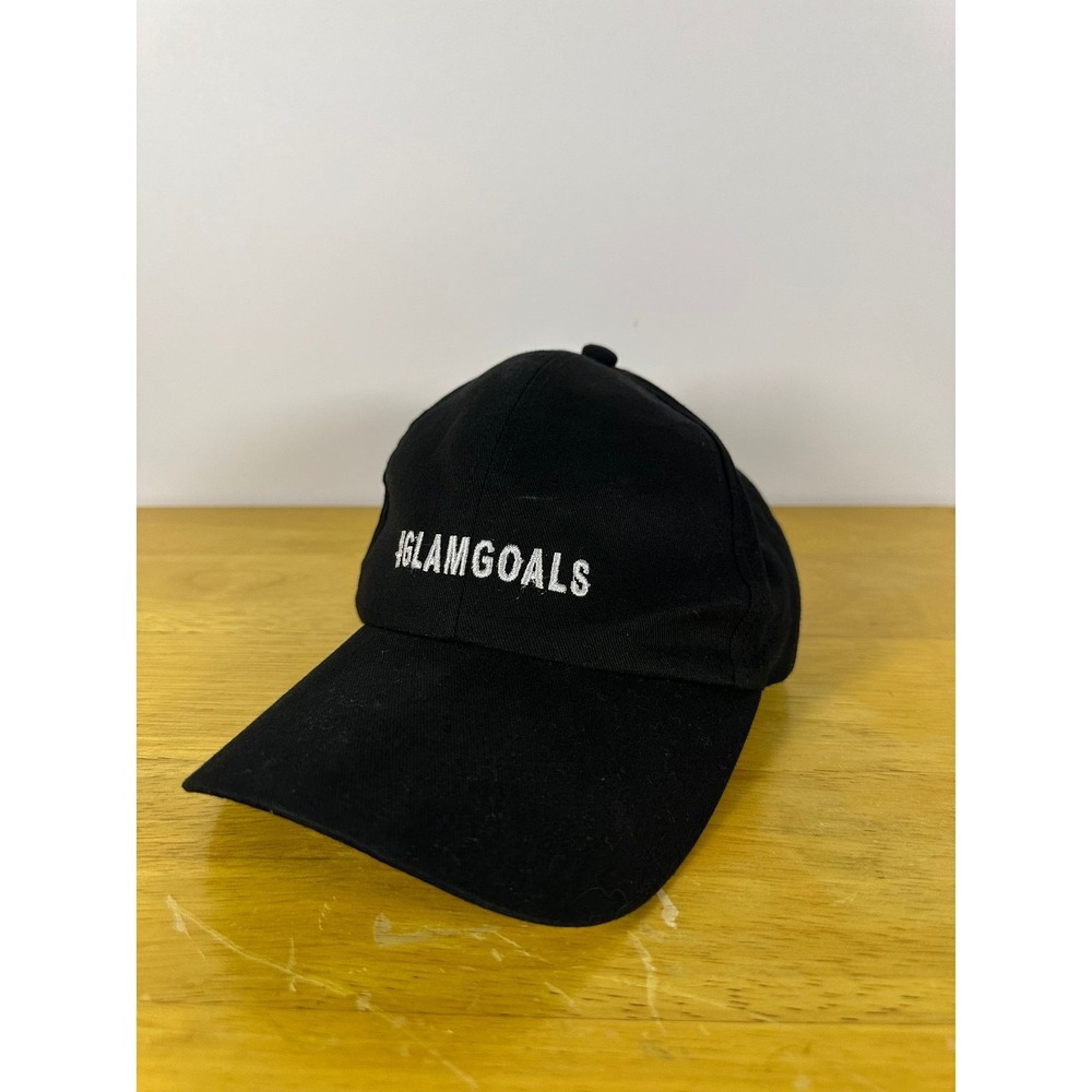 MIXIT Hat Womens One Size #GLAMGOALS Embroidered Black Baseball Cap Adjustable